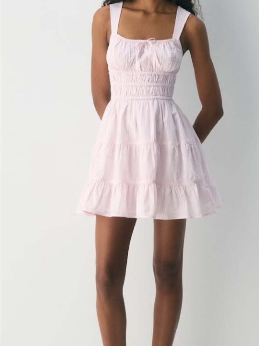Sunday Best Light Pink Smocked Tiered Mini Dress